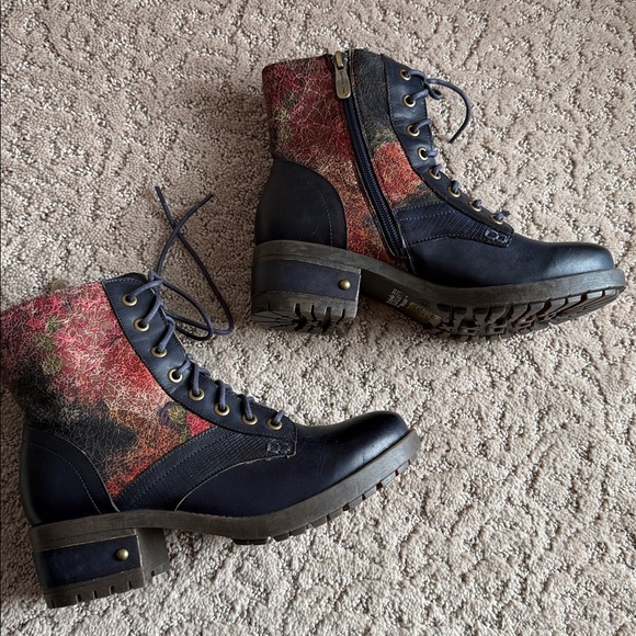 L’artiste lartiste Marty spring step blue navy floral red zip up size 37 - Picture 3 of 7